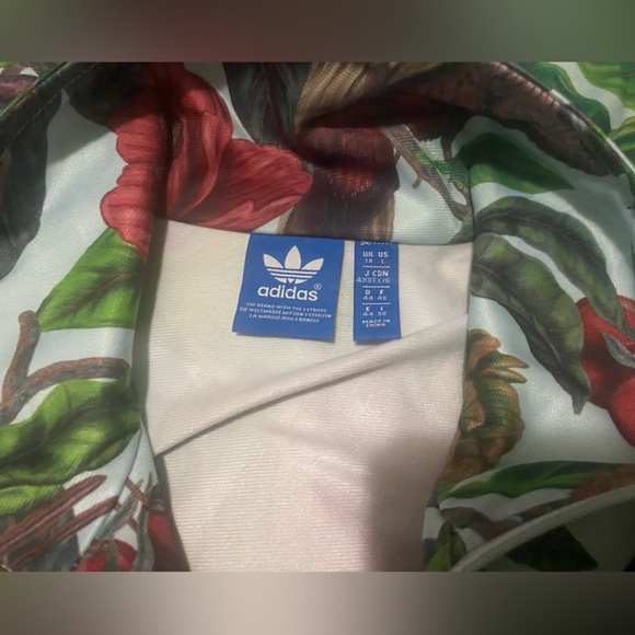 ADIDAS White Floral & Bird Print Track Jacket - Picture 10 of 10